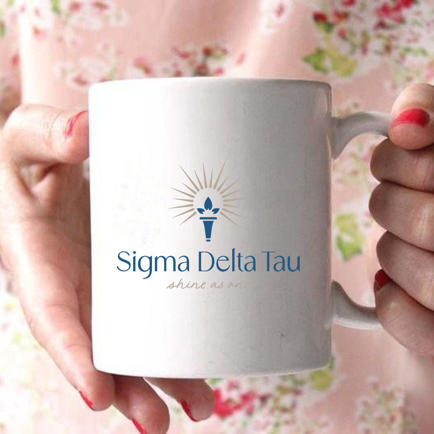 Sigma Delta Tau White Mascot Coffee Mug Personalized! Sigma Delta Tau White Mascot Coffee Mug - Personalized!