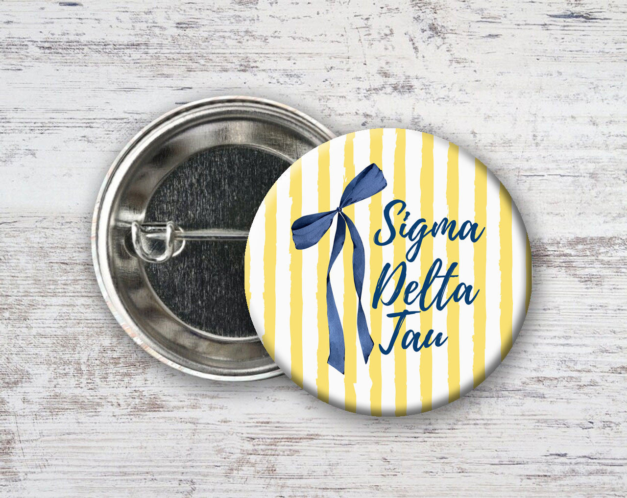 Sigma Delta Tau Stripes & Bows Pin Buttons Sigma Delta Tau Stripes & Bows Pin Buttons