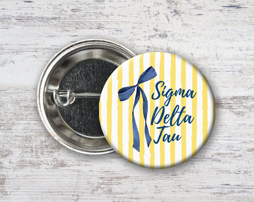 Sigma Delta Tau Stripes & Bows Pin Buttons Sigma Delta Tau Stripes & Bows Pin Buttons