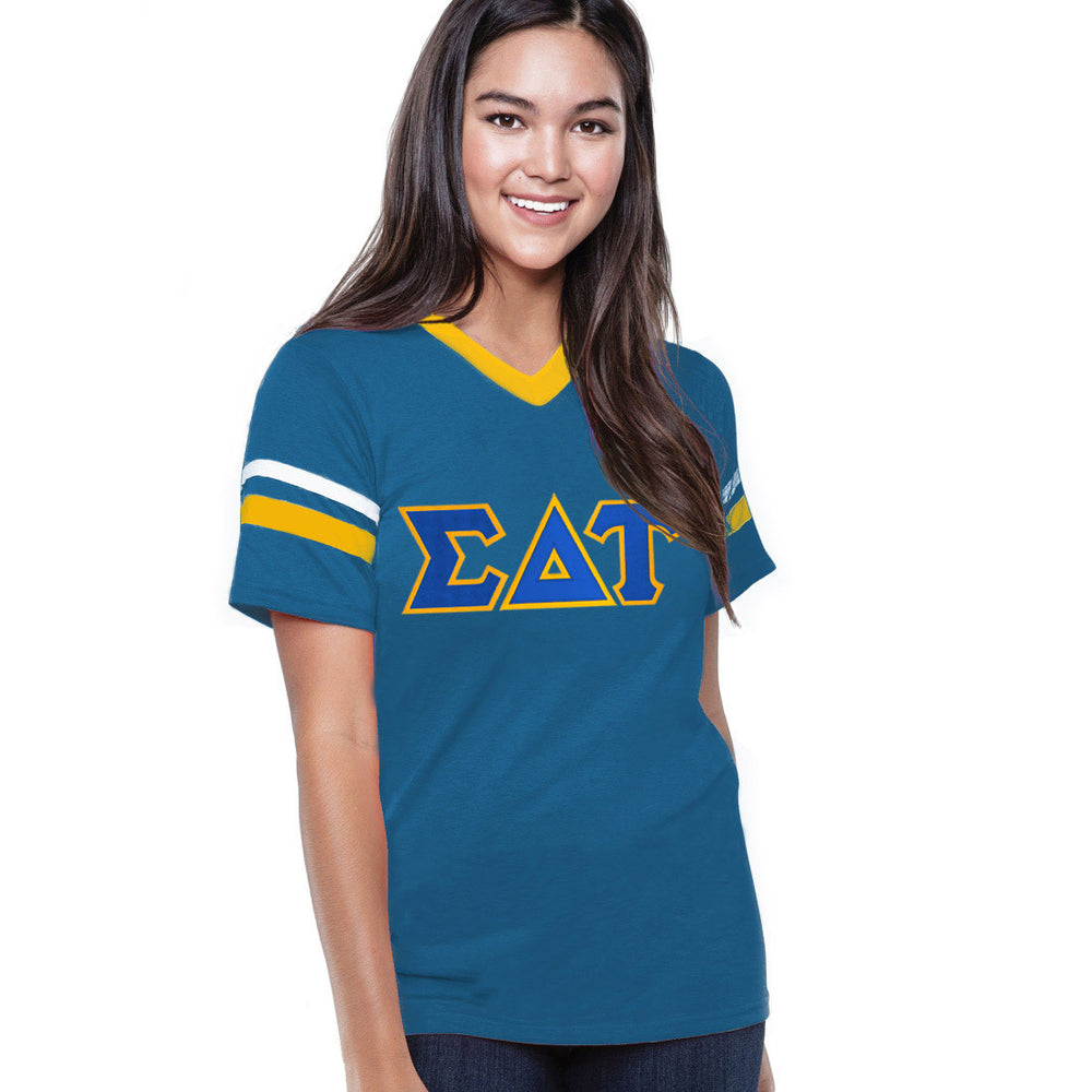 Discount Sigma Delta Tau Jersey With Greek Applique Letters DISCOUNT-Sigma Delta Tau Jersey With Greek Applique Letters
