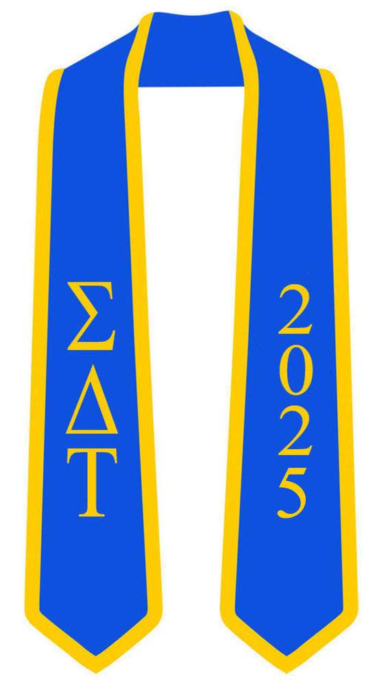 Discount Sigma Delta Tau Greek 2 Tone Lettered Graduation Sash Stole W/ Year DISCOUNT-Sigma Delta Tau Greek 2 Tone Lettered Graduation Sash Stole w/ Year