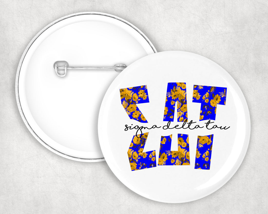 Sigma Delta Tau Big Floral Pin Buttons Sigma Delta Tau Big Floral Pin Buttons
