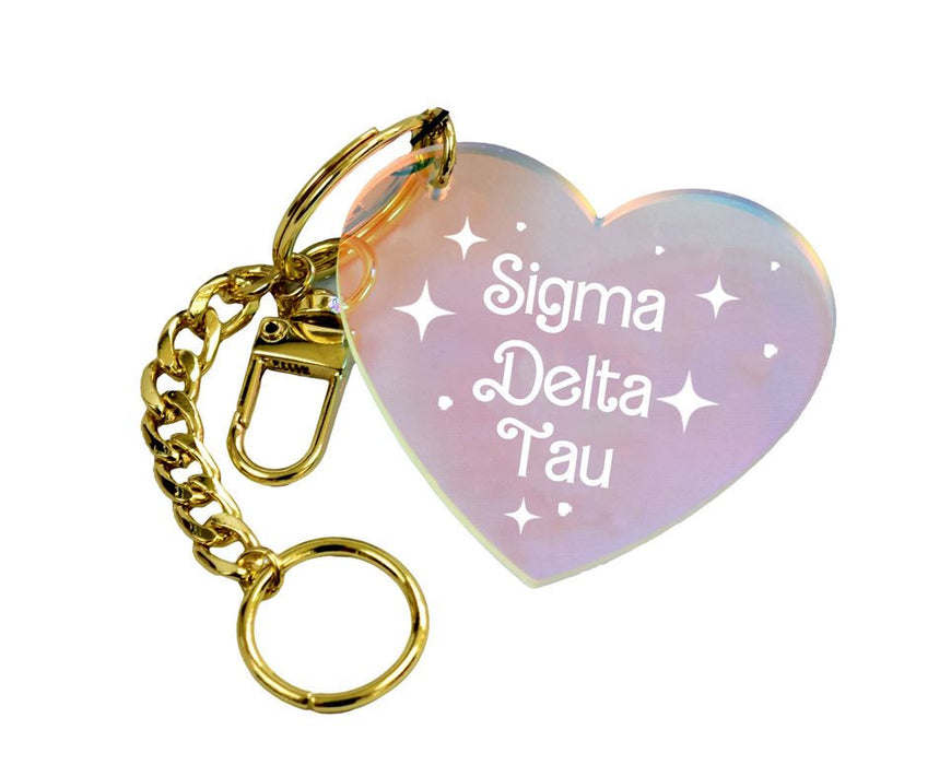 Sigma Delta Tau Iridescent Heart Keychain Sigma Delta Tau Iridescent Heart Keychain