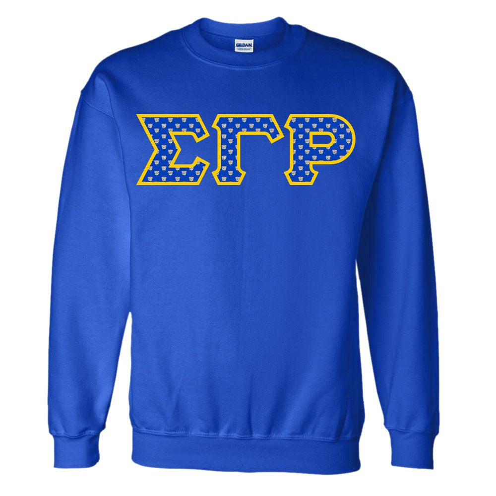 Sigma Gamma Rho Crest Shield Twill Letter Crewneck Sweatshirt Sigma Gamma Rho Crest - Shield Twill Letter Crewneck Sweatshirt