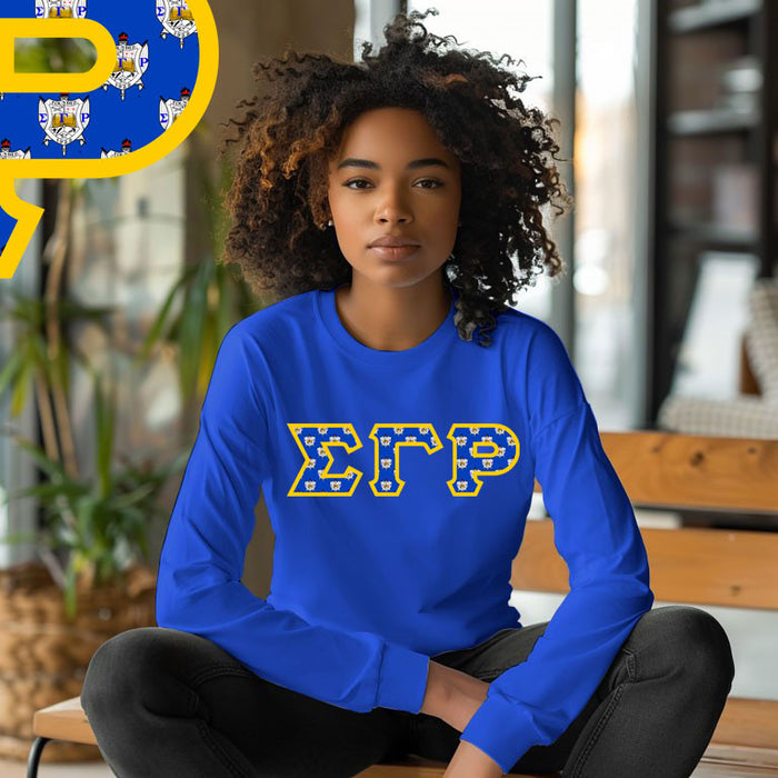 Sigma Gamma Rho Crest Shield Twill Letter Longsleeve Tee Sigma Gamma Rho Crest - Shield Twill Letter Longsleeve Tee