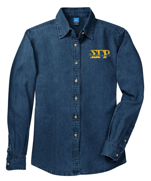 Sigma Gamma Rho DISCOUNT-Sigma Gamma Rho Denim Shirt - Signature Emblem