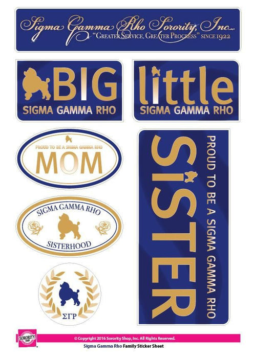 Sigma Gamma Rho Family Sticker Sheet Sigma Gamma Rho Family Sticker Sheet