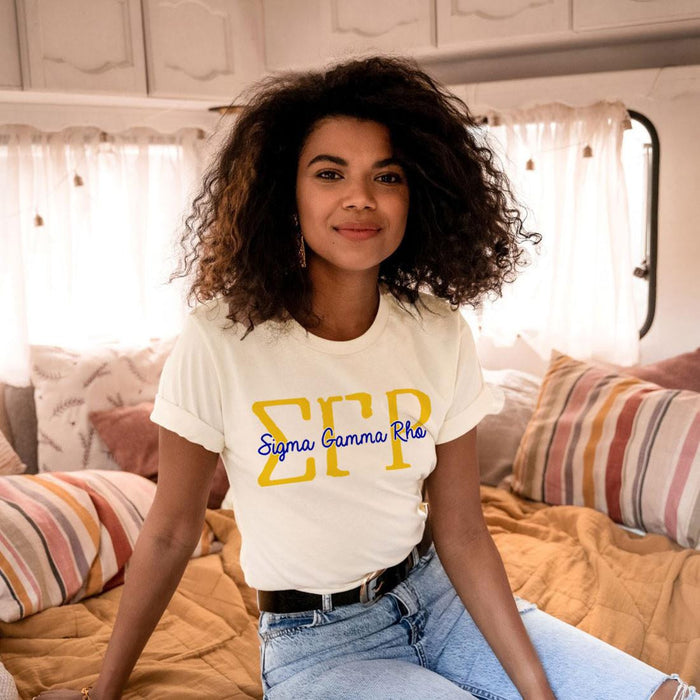 Printify Sigma Gamma Rho Greek Type Cotton Tee Sigma Gamma Rho Greek Type Cotton Tee