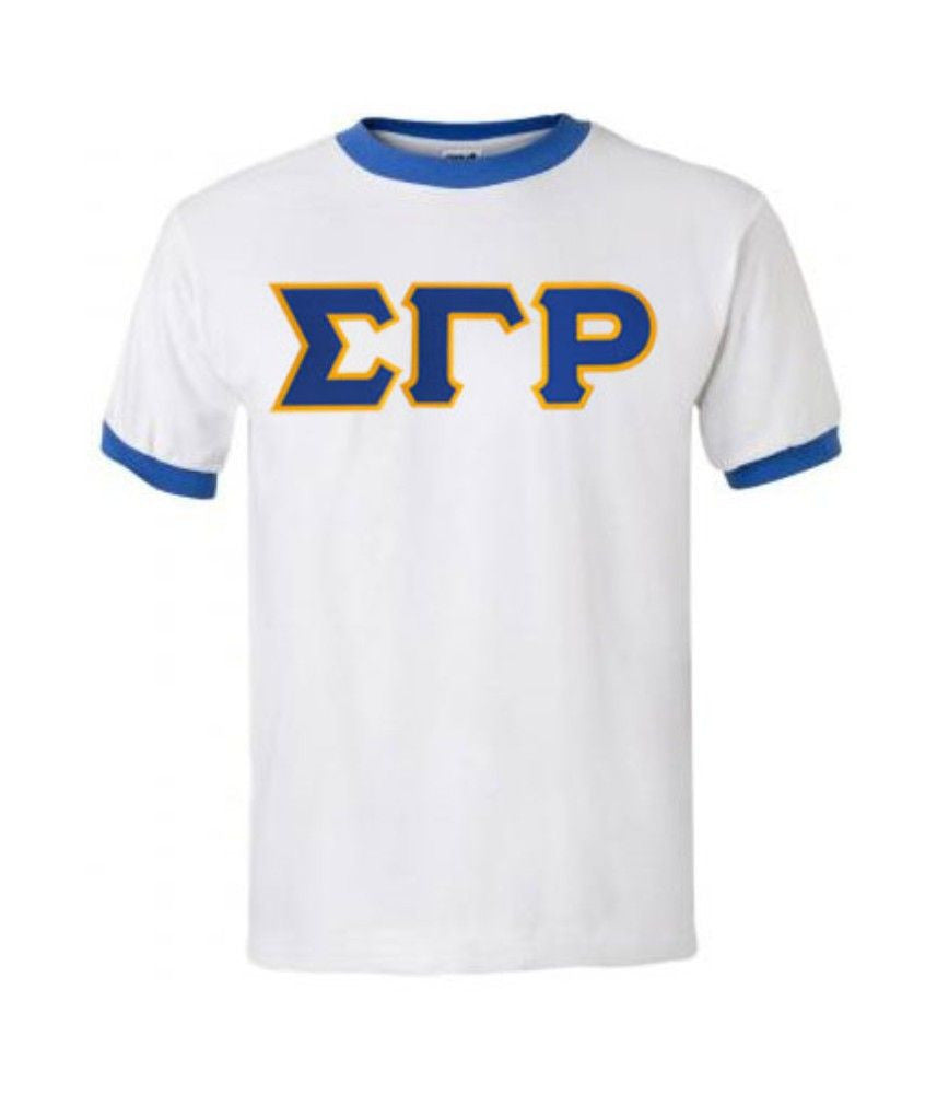 Discount Sigma Gamma Rho Lettered Ringer Shirt DISCOUNT-Sigma Gamma Rho Lettered Ringer Shirt