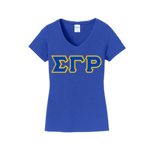 Sigma Gamma Rho DISCOUNT-Sigma Gamma Rho Lettered V-Neck Tee