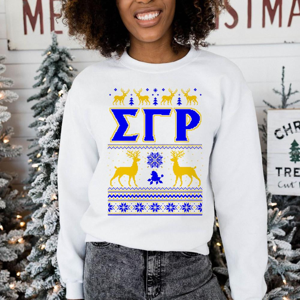 Printify Sigma Gamma Rho Ugly Christmas Sweater Crewneck Sweatshirts Sigma Gamma Rho Ugly Christmas Sweater Crewneck Sweatshirts