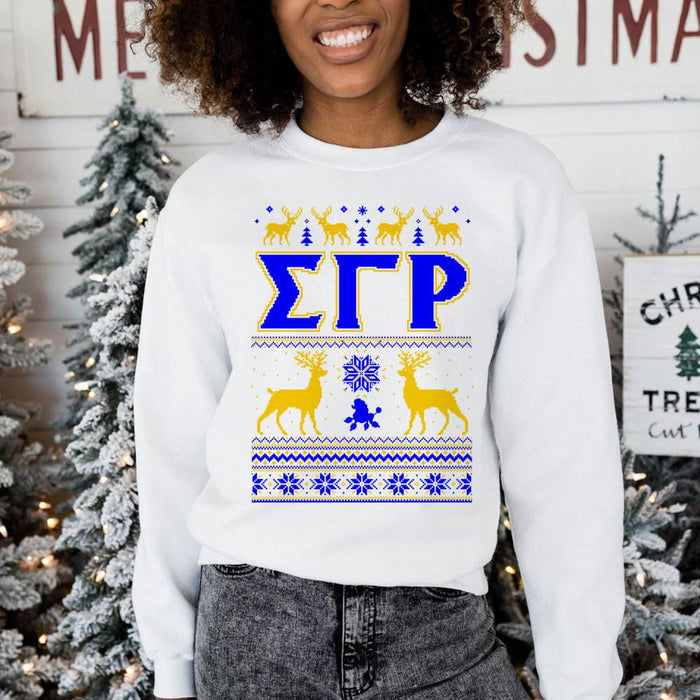 Printify Sigma Gamma Rho Ugly Christmas Sweater Crewneck Sweatshirts Sigma Gamma Rho Ugly Christmas Sweater Crewneck Sweatshirts