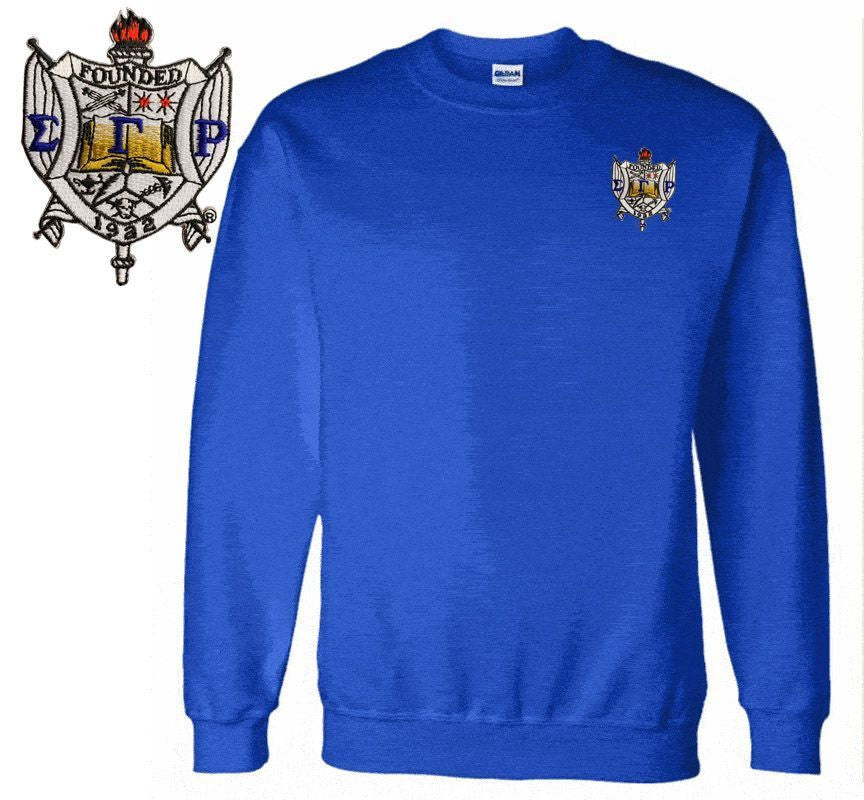 Discount Sigma Gamma Rho World Famous Crest Shield Crewneck Sweatshirt DISCOUNT-Sigma Gamma Rho World Famous Crest - Shield Crewneck Sweatshirt - Best Value
