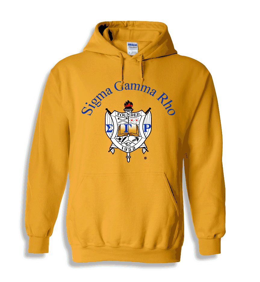 Sigma Gamma Rho World Famous Crest Shield Printed Hooded Sweatshirt Sigma Gamma Rho World Famous Color Crest Printed Hooded Sweatshirt