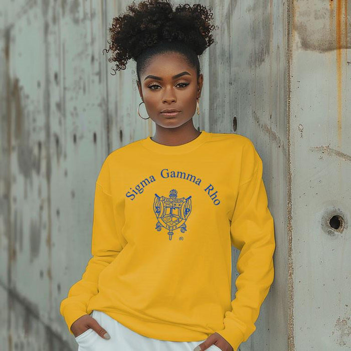 Greekgear Sigma Gamma Rho World Famous Crest Shield Long Sleevetee Sigma Gamma Rho World Famous Crest - Shield Long SleeveTee