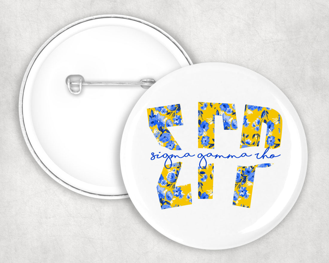 Sigma Gamma Rho Big Floral Pin Buttons Sigma Gamma Rho Big Floral Pin Buttons