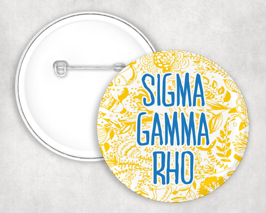 Sigma Gamma Rho Floral Text Pin Buttons Sigma Gamma Rho floral-text Pin Buttons