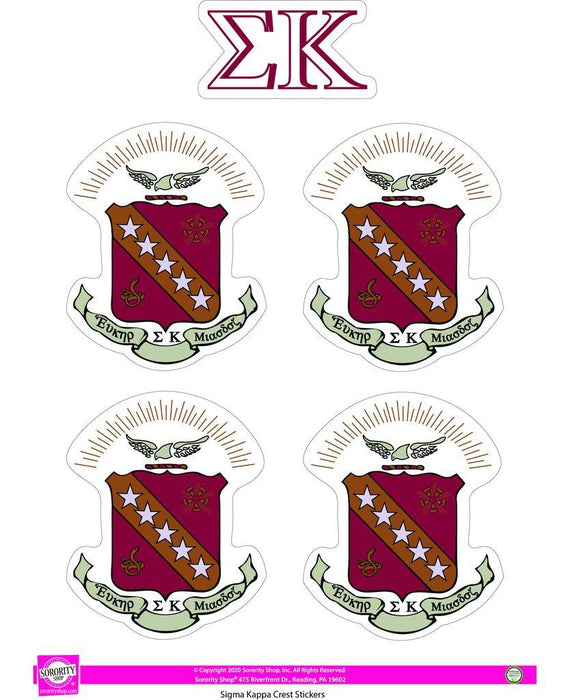 Sigma Kappa Crest Sticker Sheet Sigma Kappa Crest Sticker Sheet