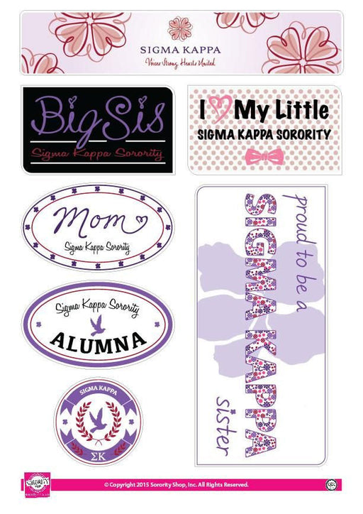 Stickers Decals Sigma Kappa Family Sticker Sheet