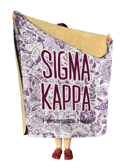 Homedecorgifts Sigma Kappa Floral Sherpa Lap Blanket