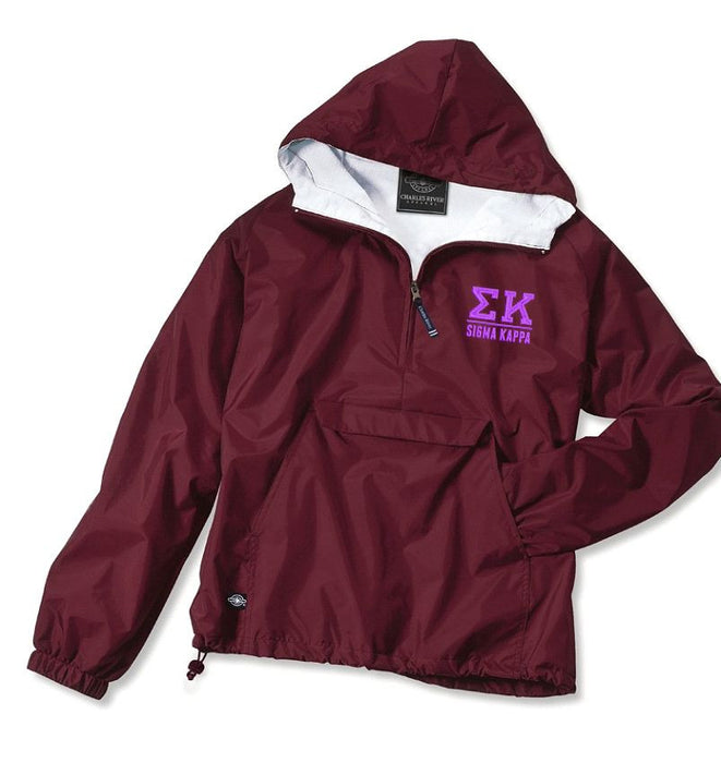 Sigma Kappa Greek Letter Anoraks Sigma Kappa Greek Letter Windbreaker Pullovers