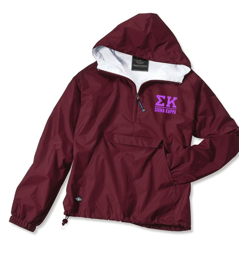 Sigma Kappa Greek Letter Anoraks Sigma Kappa Greek Letter Windbreaker Pullovers