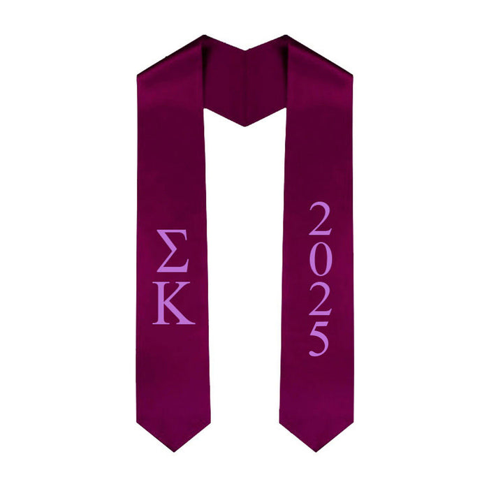 Sigma Kappa Greek Lettered Graduation Sash Stole With Year Best Value Sigma Kappa Greek Lettered Graduation Sash Stole With Year - Best Value