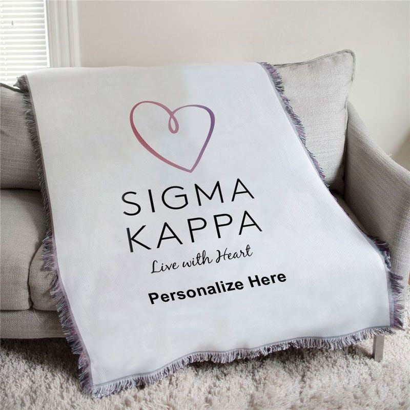 Sigma Kappa Heart Afghan Blanket Throw Sigma Kappa Heart Afghan Blanket Throw