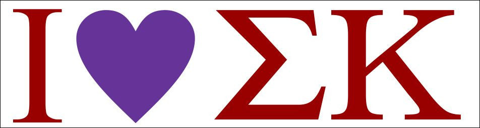 Sigma Kappa I Love Bumper Sticker Sigma Kappa I Love Bumper Sticker