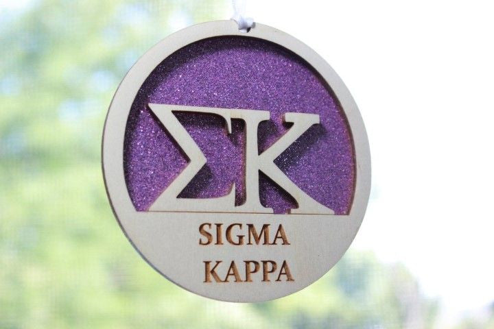 Sigma Kappa Laser Carved Greek Letter Ornament 3" Round Sigma Kappa Laser Carved Greek Letter Ornament - 3