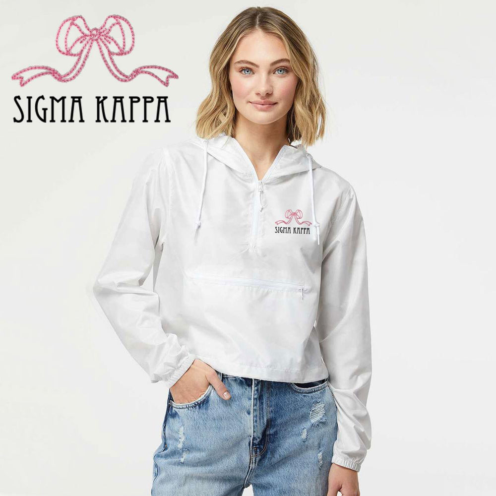Sigma Kappa Lightweight Quarter Zip Pullover Crop Windbreaker Sigma Kappa Lightweight Quarter-Zip Pullover Crop Windbreaker