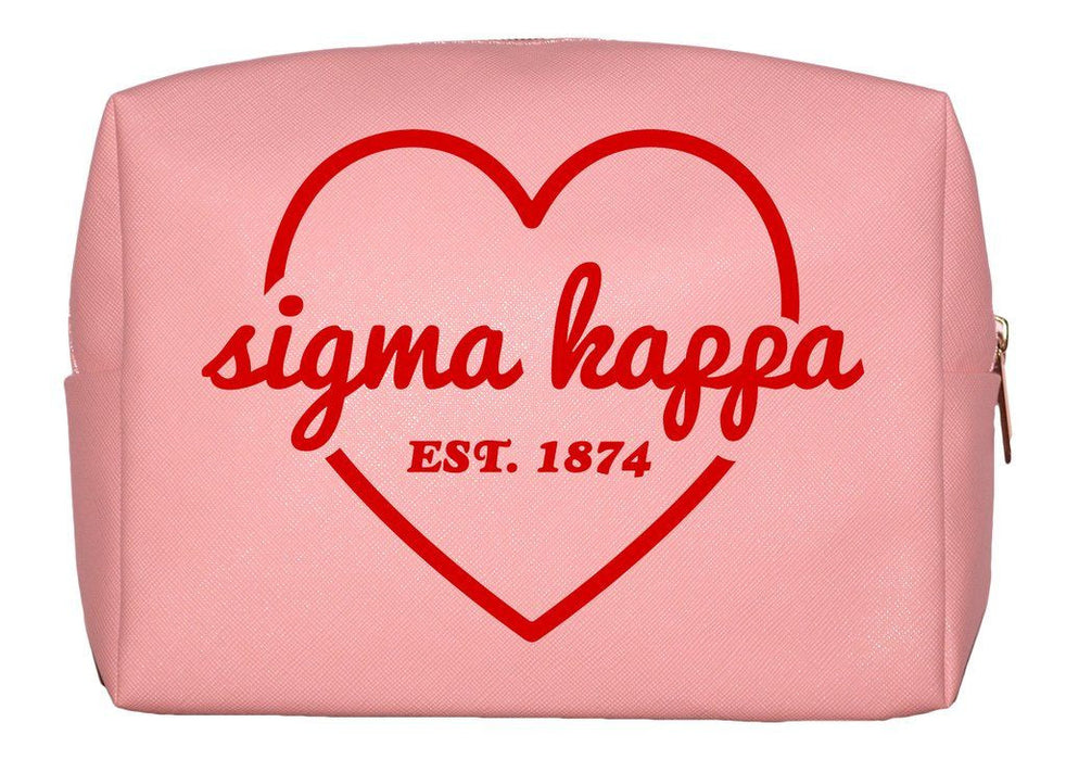 Sigma Kappa Pink With Red Heart Makeup Bag Sigma Kappa Pink with Red Heart Makeup Bag