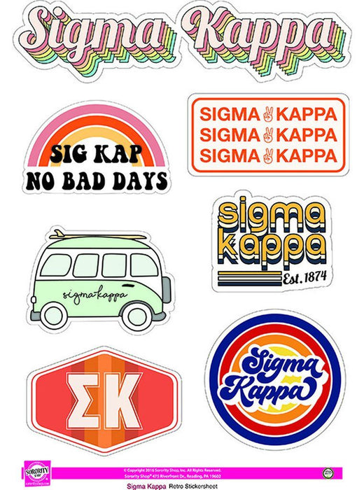 Sigma Kappa Retro Sticker Sheet Sigma Kappa Retro Sticker Sheet