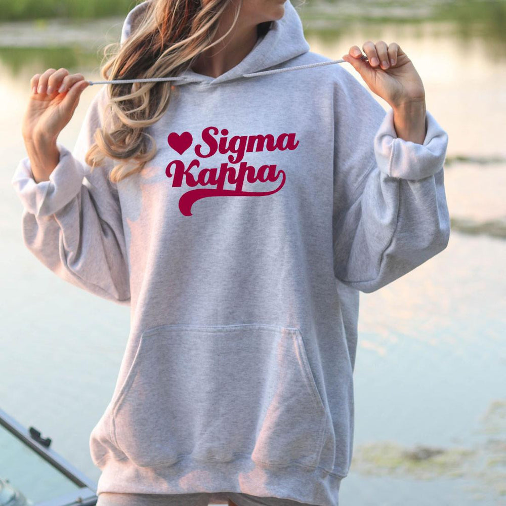 Sigma Kappa Script Heart Greek Hoodie Sigma Kappa Script Heart Greek Hoodie