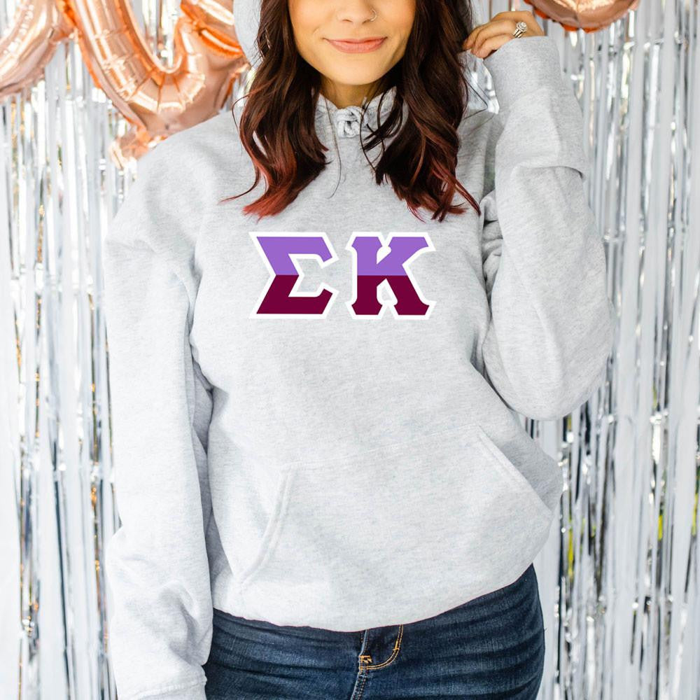 Printify Sigma Kappa Two Tone Lettered Hooded Sweatshirts Sigma Kappa Two Tone Lettered Hooded Sweatshirts