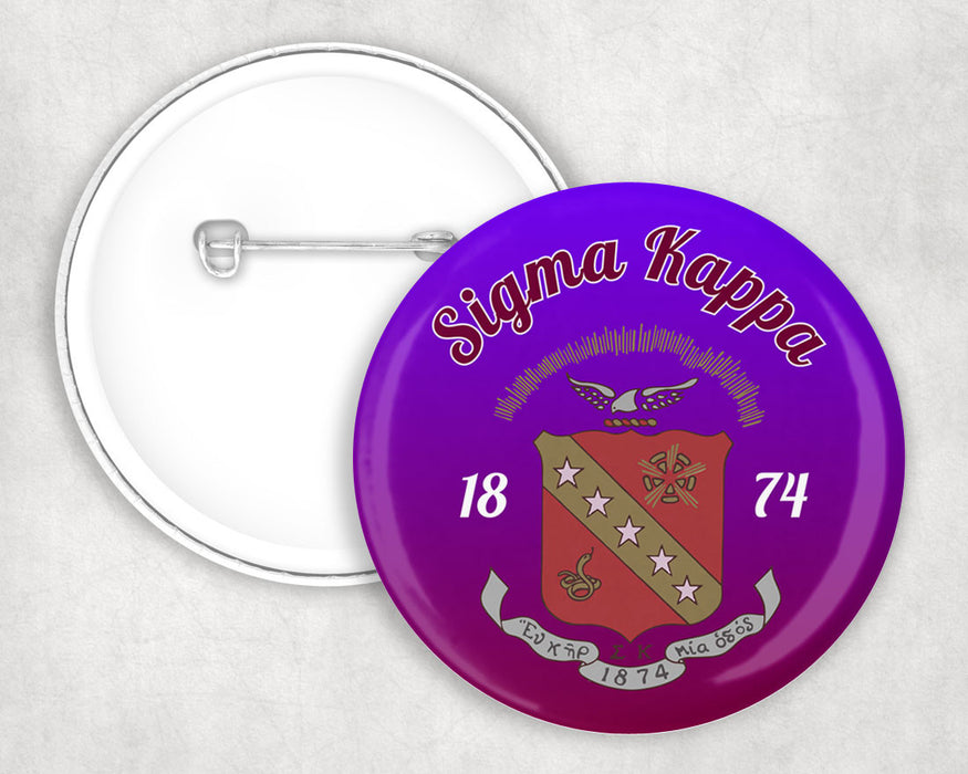 Sigma Kappa Classic Crest Pin Buttons Sigma Kappa Classic Crest Pin Buttons