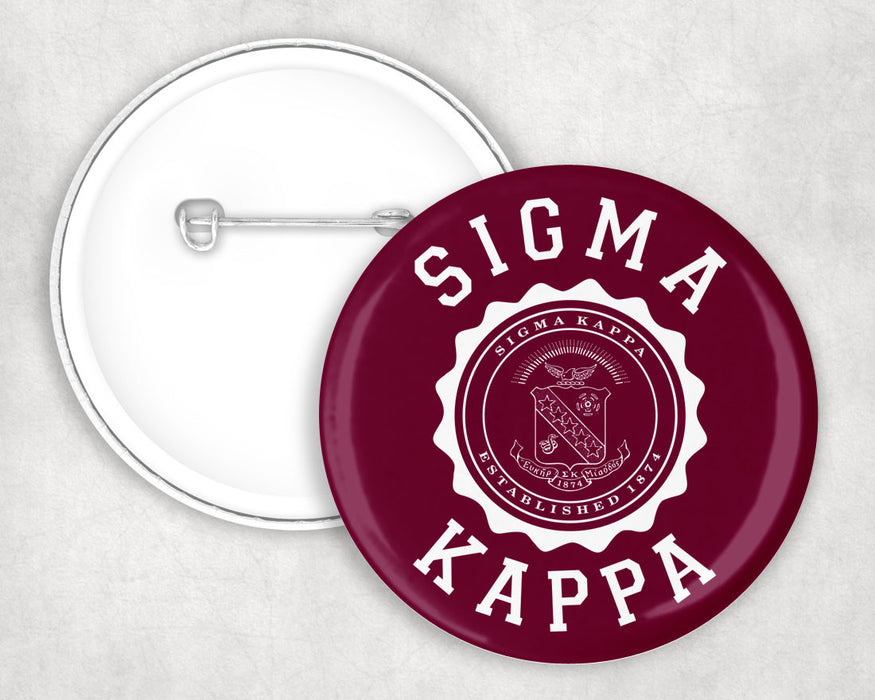 Sigma Kappa Seal Crest Pin Buttons Sigma Kappa Seal Crest Pin Buttons