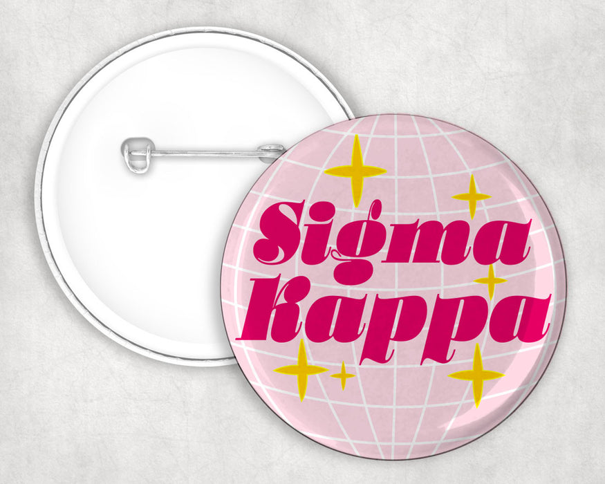 Sigma Kappa Disco Pin Buttons Sigma Kappa Disco Pin Buttons