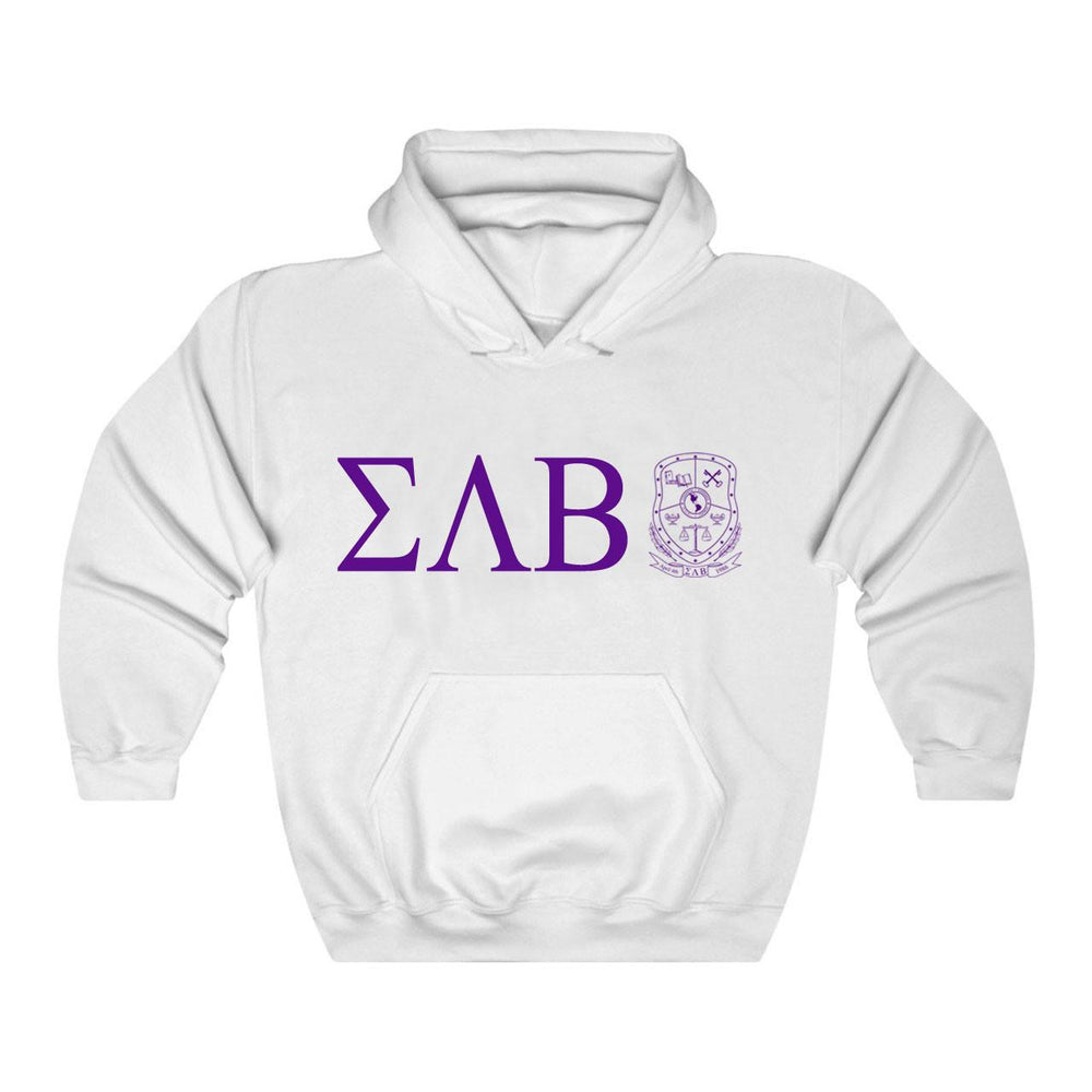 Printify Sigma Lambda Beta Crest World Famous Hooded Sweatshirt Sigma Lambda Beta Crest World Famous Hooded Sweatshirt