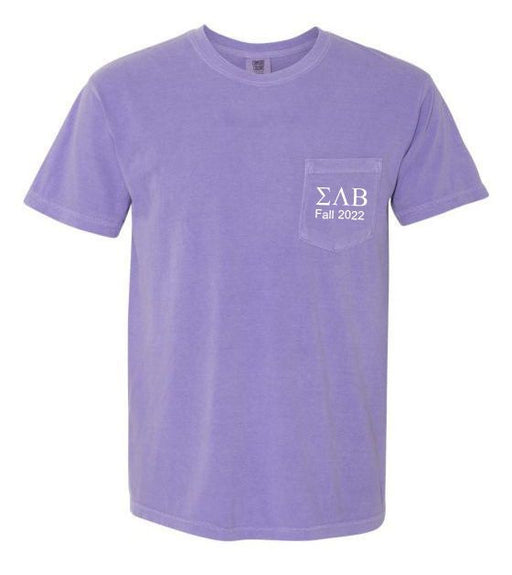 Sigma Lambda Beta Greek Letter Comfort Colors Pocket Tee