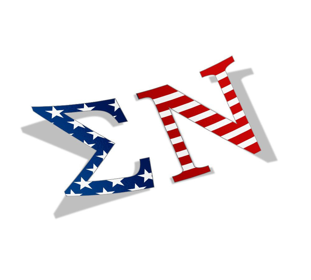 Sigma Nu American Flag Greek Letter Sticker 2.5" Tall Sigma Nu American Flag Greek Letter Sticker - 2.5