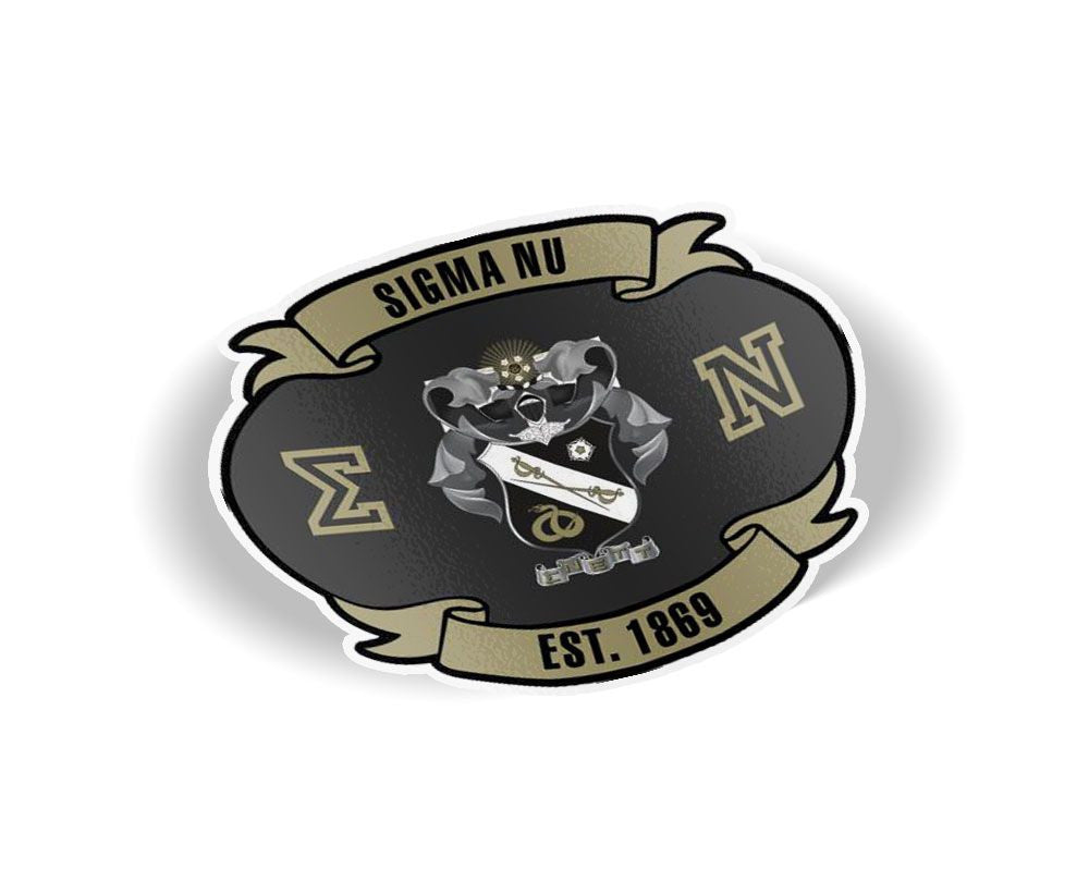 Sigma Nu Banner Crest Shield Decal Sigma Nu Banner Crest - Shield Decal