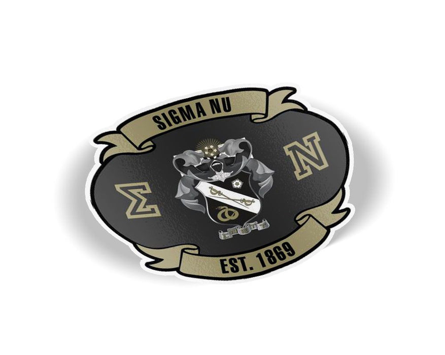 Sigma Nu Banner Crest Shield Decal Sigma Nu Banner Crest - Shield Decal