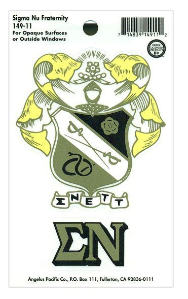 Sigma Nu Crest Shield Decal Sigma Nu Crest - Shield Decal