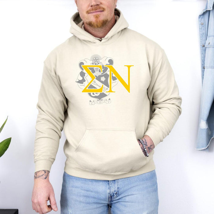Printify Sigma Nu Crest World Famous Hooded Sweatshirt Sigma Nu Crest World Famous Hooded Sweatshirt