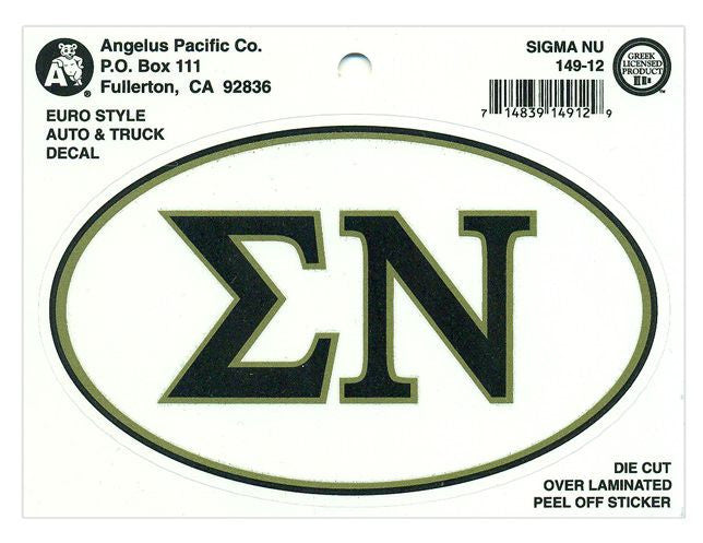 Sigma Nu Euro Decal Oval Sticker Sigma Nu Euro Decal Oval Sticker