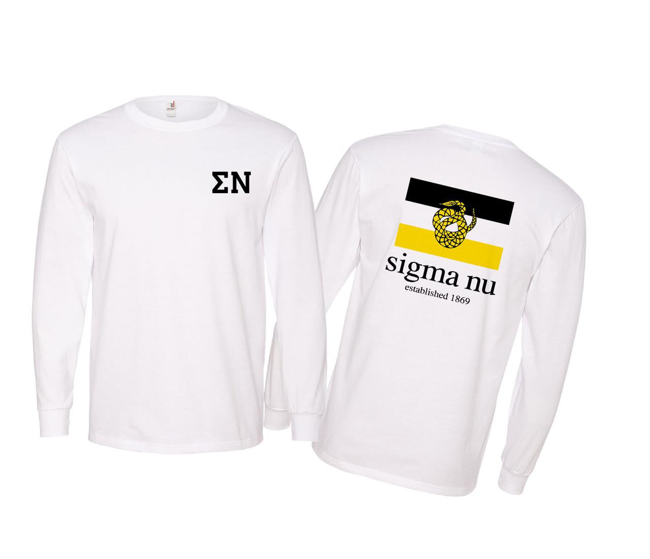 Greekgear Sigma Nu Flag Long Sleeve T Shirt Sigma Nu Flag Long Sleeve T-Shirt