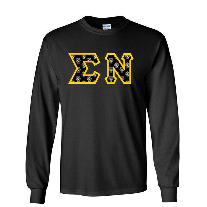 Sigma Nu Fraternity Crest Shield Twill Letter Longsleeve Tee Sigma Nu Fraternity Crest - Shield Twill Letter Longsleeve Tee