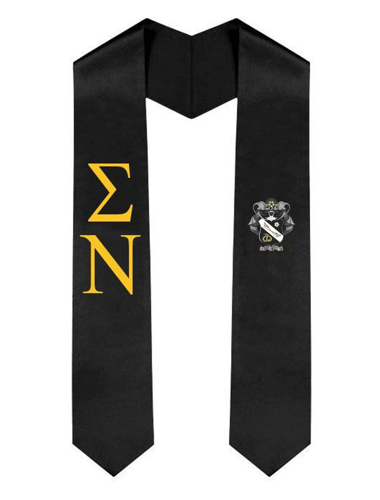 Sigma Nu Greek Lettered Graduation Sash Stole With Crest Sigma Nu Greek Lettered Graduation Sash Stole With Crest