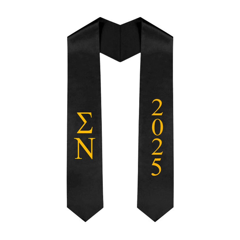 Sigma Nu Greek Lettered Graduation Sash Stole With Year Best Value Sigma Nu Greek Lettered Graduation Sash Stole With Year - Best Value